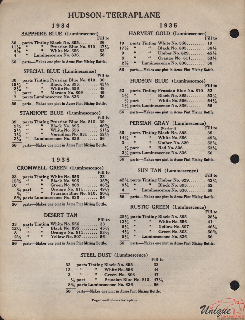 1934 Hudson Paint Charts Acme 4